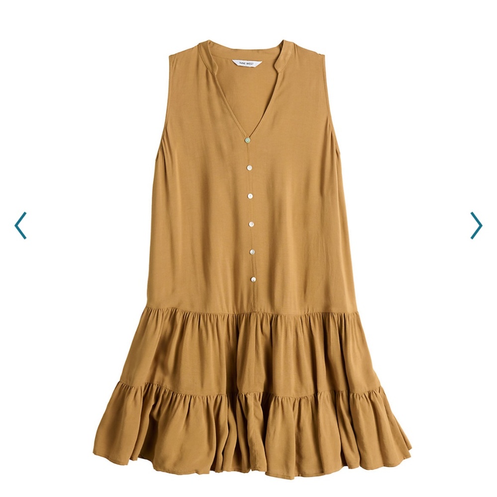 Nine West Button Front Tiered Drop Waist Dress